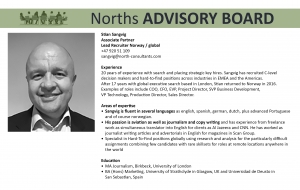 Norths Advisory Board Stian Sangvig 1 North Consultants